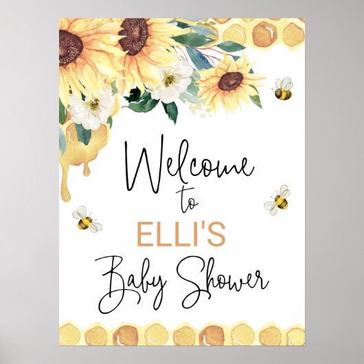 Zonnebloemen zo mooi als Baby shower Poster (Voorkant)
