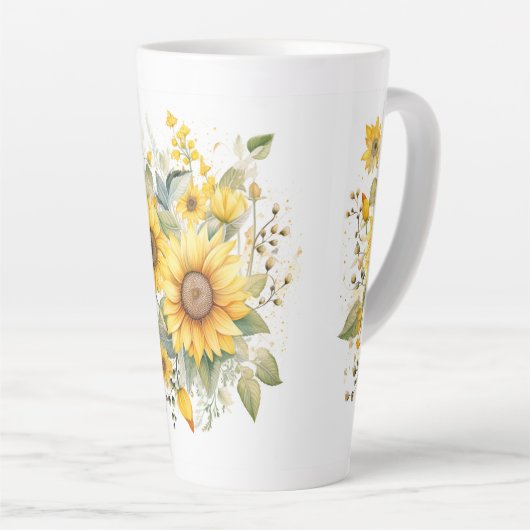 Zonnebloemen Zomer Latte Porselein Cup Latte Mok (Rechterhoek)