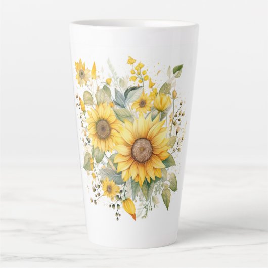 Zonnebloemen Zomer Latte Porselein Cup Latte Mok (Voorkant)