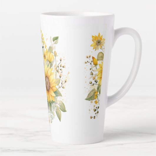 Zonnebloemen Zomer Latte Porselein Cup Latte Mok (Rechts)