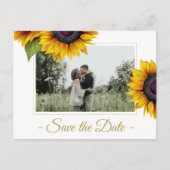 Zonnebloemen zomer rustiek red de datum bruiloft aankondigingskaart (Voorkant)