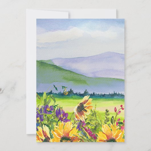 Zonnebloemen | Zomer Weide Bruiloft Kaart (Achterkant)