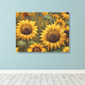 Zonnebloemen Zomerdag Olieverfschilderij Canvas Afdruk (Insitu (Houten vloer))