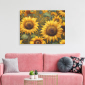 Zonnebloemen Zomerdag Olieverfschilderij Canvas Afdruk (Insitu (Woonkamer))
