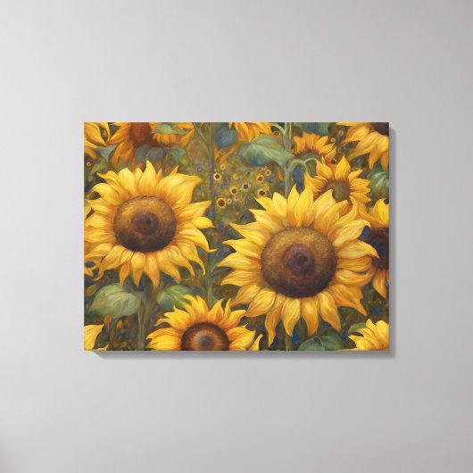 Zonnebloemen Zomerdag Olieverfschilderij Canvas Afdruk (Voorkant)