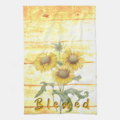 Zonnebloemen zonder blozen op hout theedoek (Verticaal)