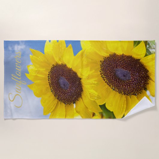 Zonnebloemen Zonnezomerbloemen Naam toevoegen Strandlaken (Voorkant)