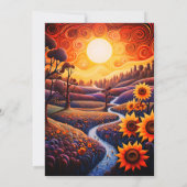 Zonnebloemen Zonsondergang 50ste Verjaardagsfeest  Kaart (Achterkant)