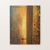 Zonnebloemen Zonsondergang Puzzel Cadeau (Verticaal)