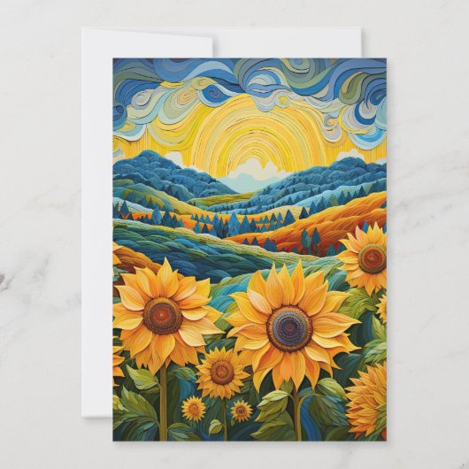 Zonnebloemen Zonsopgang 50ste Verjaardagsfeest OF  Kaart (Achterkant)