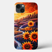 Zonnebloemen Zonsopgang Abstracte Natuur Illustrat Case-Mate iPhone Case (Achterkant)
