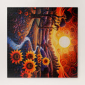 Zonnebloemen Zonsopgang Abstracte Natuur Illustrat Legpuzzel (Horizontaal)