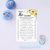 Zonnebloemen zou ze liever Baby shower spelen Kaar Flyer (Enkel)