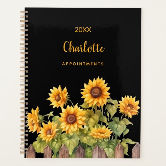 Zonnebloemen zwart 2025 planner (Voorkant)