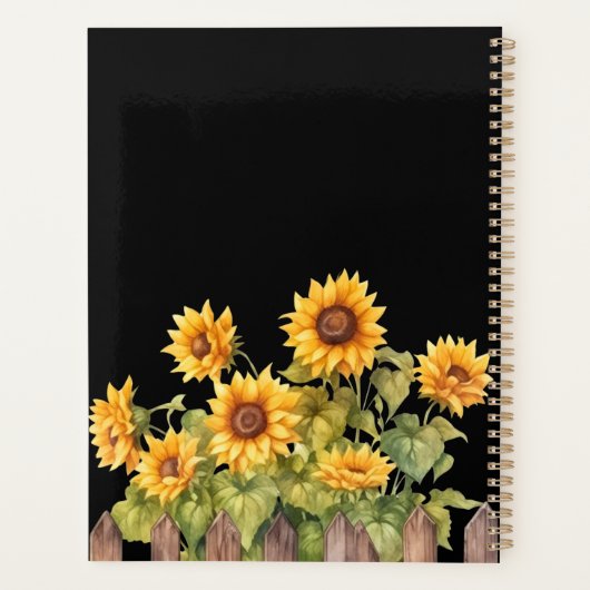 Zonnebloemen zwart 2025 planner (Achterkant)