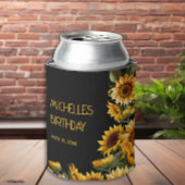 Zonnebloemen zwart rustieke elegante naam verjaard blikjeskoeler