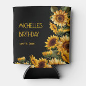 Zonnebloemen zwart rustieke elegante naam verjaard blikjeskoeler (Voorkant)
