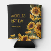 Zonnebloemen zwart rustieke elegante naam verjaard blikjeskoeler (Achterkant)