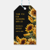 Zonnebloemen zwart rustieke elegante naam verjaard cadeaulabel (Voorkant)