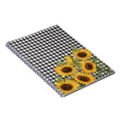 Zonnebloemen, zwart-wit, buffelgeel notitieboek (Rechterzijde)
