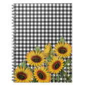 Zonnebloemen, zwart-wit, buffelgeel notitieboek (Voorkant)