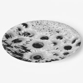 Zonnebloemen - zwart, wit en grijs papieren bordje (Gekanteld)