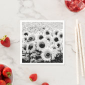 Zonnebloemen - zwart, wit en grijs servetten (Insitu)