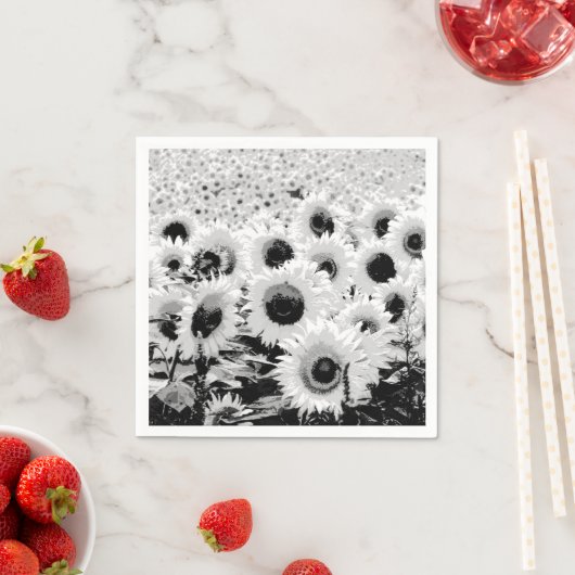 Zonnebloemen - zwart, wit en grijs servetten (Insitu)