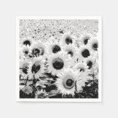 Zonnebloemen - zwart, wit en grijs servetten (Voorkant)