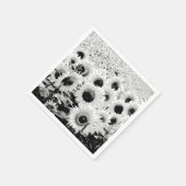 Zonnebloemen - zwart, wit en grijs servetten (Hoek)