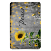 Zonnebloemen, zwart-wit, vrede magneet (Verticaal)