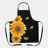 Zonnebloemen zwarte bijen schort (Voorkant)