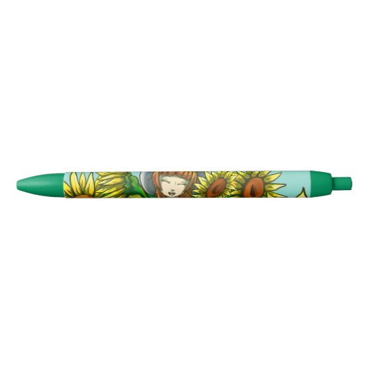 Zonnebloemen Zwarte Inkt Pen (Voorkant)