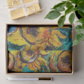 Zonnebloemen, ZWARTE KAT IN BLAUWE TURQUOÏE Tissuepapier (Geschenk)