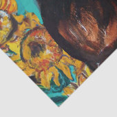 Zonnebloemen, ZWARTE KAT IN BLAUWE TURQUOÏE Tissuepapier (Detail)