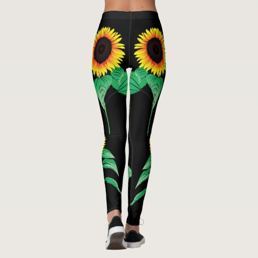 Zonnebloemen Zwarte Leggings (Achterkant)