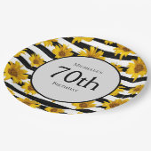 Zonnebloemen Zwarte Witte Stripes 70e verjaardag Papieren Bordje (Gekanteld)