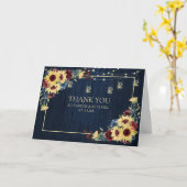 Zonnebloemenblauw Burgundy Wood Floral Weddenschap Kaart (Gele Bloem)