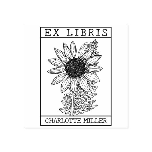  Zonnebloemenboek Ex Libris Rubberstempel (Afrduk)
