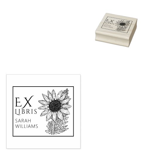 Zonnebloemenboek Ex Libris Rubberstempel (Gestempeld)