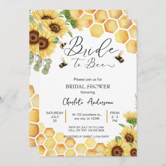 Zonnebloemenbruid om rustieke bruids bruiloft te z kaart (Voorkant / Achterkant)