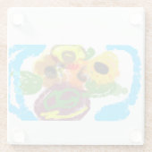 Zonnebloemendag Glazen Onderzetter (Achterkant)