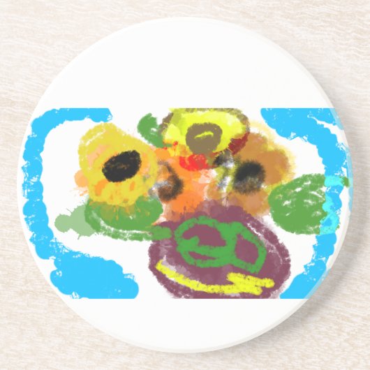 Zonnebloemendag Zandsteen Onderzetter (Voorkant)