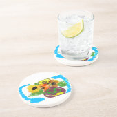 Zonnebloemendag Zandsteen Onderzetter (Zijkant)