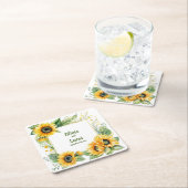 Zonnebloemendromen: gepersonaliseerd bruiloft Onde Kartonnen Onderzetters (Insitu)