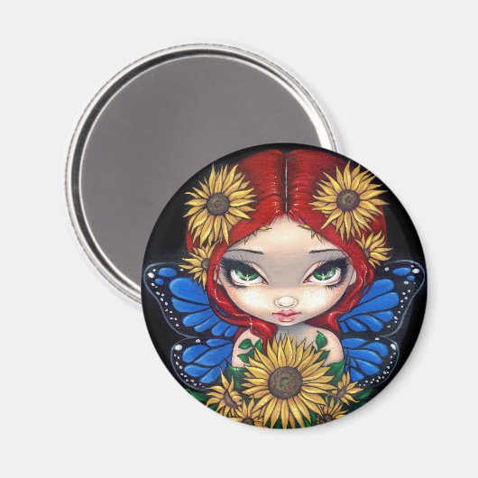 "Zonnebloemenfee" Magneet (Voorkant / Achterkant)