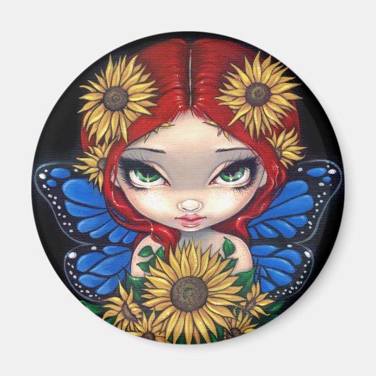 "Zonnebloemenfee" Magneet (Voorkant)