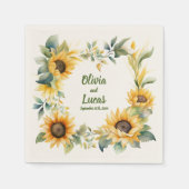 Zonnebloemenhart: gepersonaliseerde bruiloft serve servet (Voorkant)