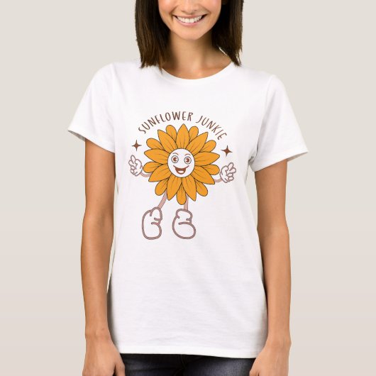 Zonnebloemenjunkie T-shirt (Voorkant)