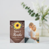 Zonnebloemenkant Bloemenbruiloft foto dank u Briefkaart (Staand voorkant)